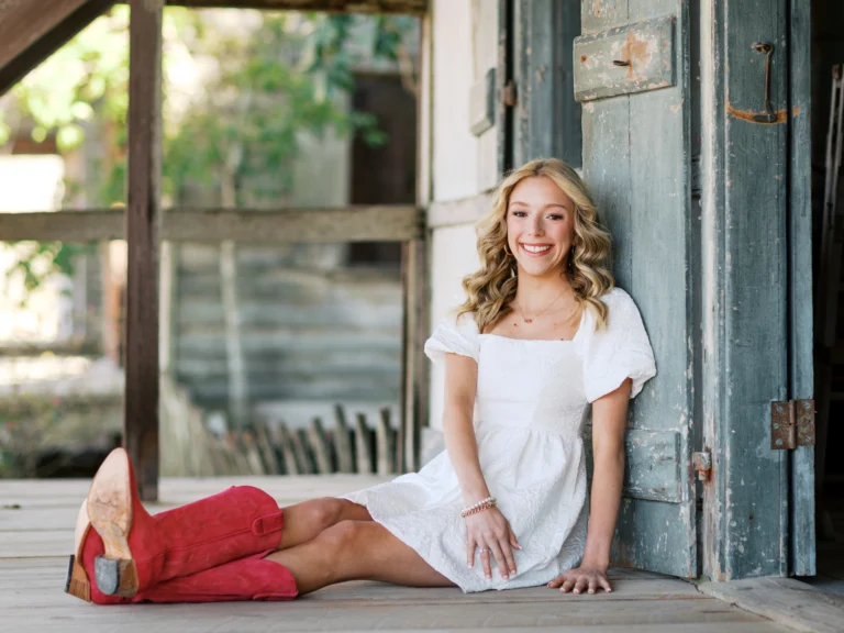 rustic senior photos acadian village pink cowgirl boots 08
