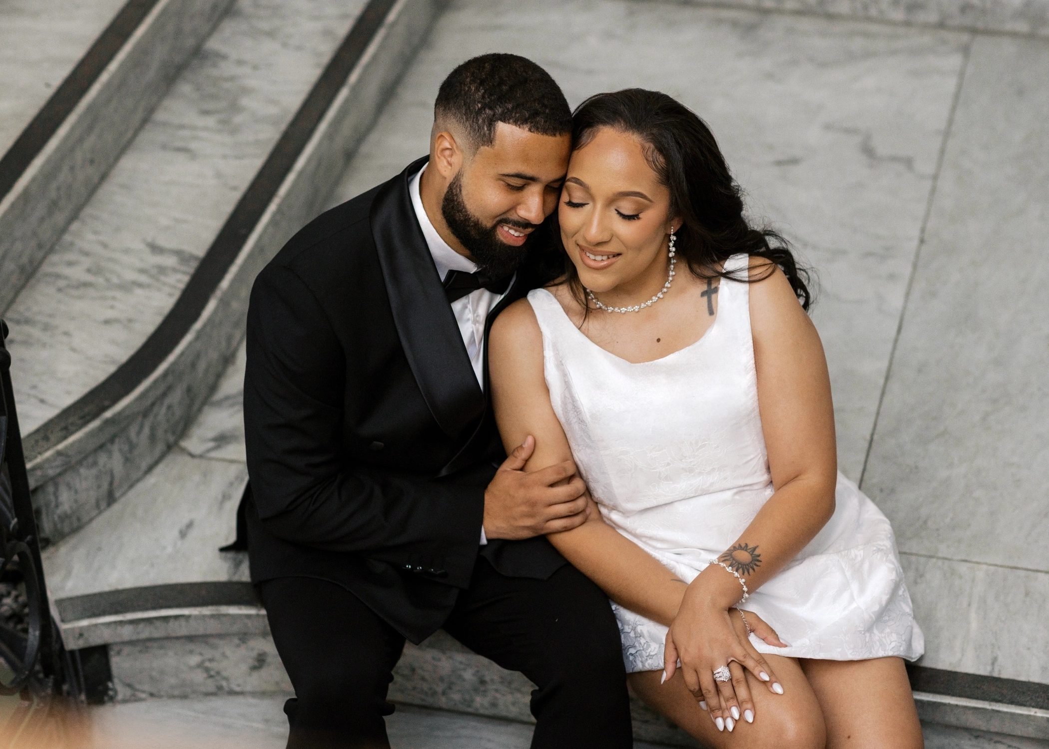 05 marble staircase engagement portrait